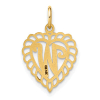 14k Heart Letter W Charm-C568W