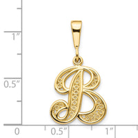 14KY Polished Script Filigree Letter B Initial Pendant-C569B