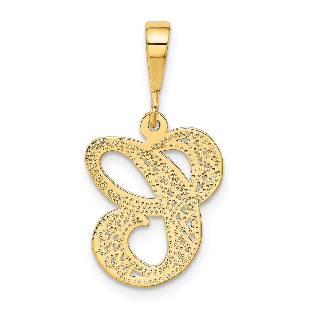 14KY Polished Script Filigree Letter C Initial Pendant-C569C