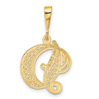 14KY Polished Script Filigree Letter D Initial Pendant-C569D
