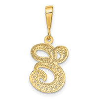 14KY Polished Script Filigree Letter E Initial Pendant-C569E