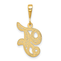 14KY Polished Script Filigree Letter F Initial Pendant-C569F