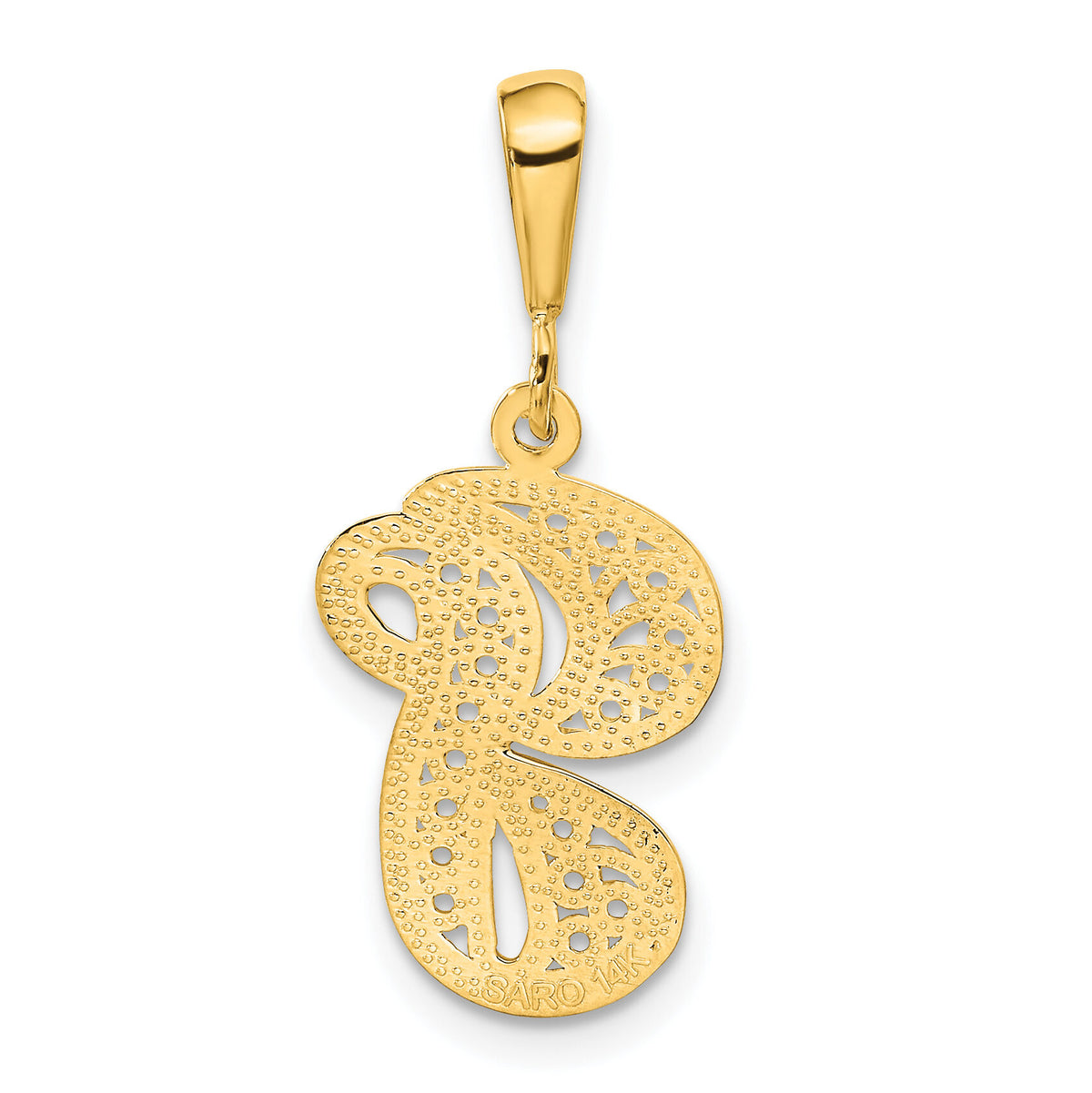 14KY Polished Script Filigree Letter G Initial Pendant-C569G