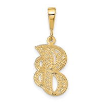 14KY Polished Script Filigree Letter J Initial Pendant-C569J