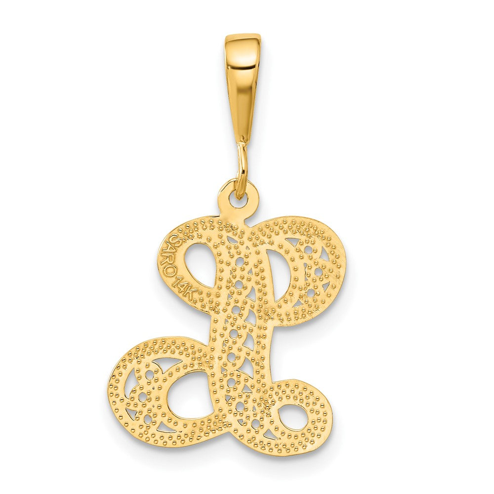 14KY Polished Script Filigree Letter L Initial Pendant-C569L