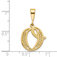 14KY Polished Script Filigree Letter O Initial Pendant-C569O