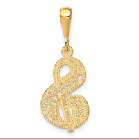 14KY Polished Script Filigree Letter S Initial Pendant-C569S