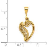 14KY Polished Script Filigree Letter V Initial Pendant-C569V