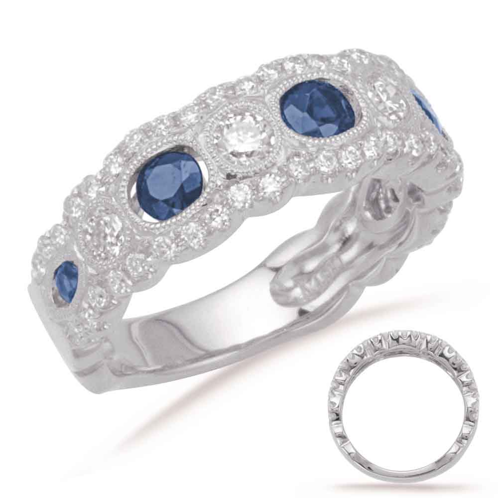 White Gold Sapphire & Diamond Band