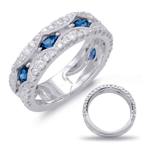 White Gold Sapphire & Diamond Ring