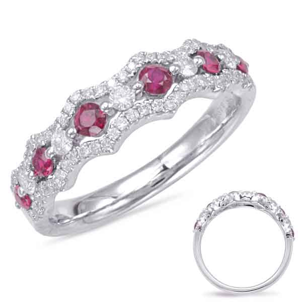 White Gold Ruby & Diamond Band