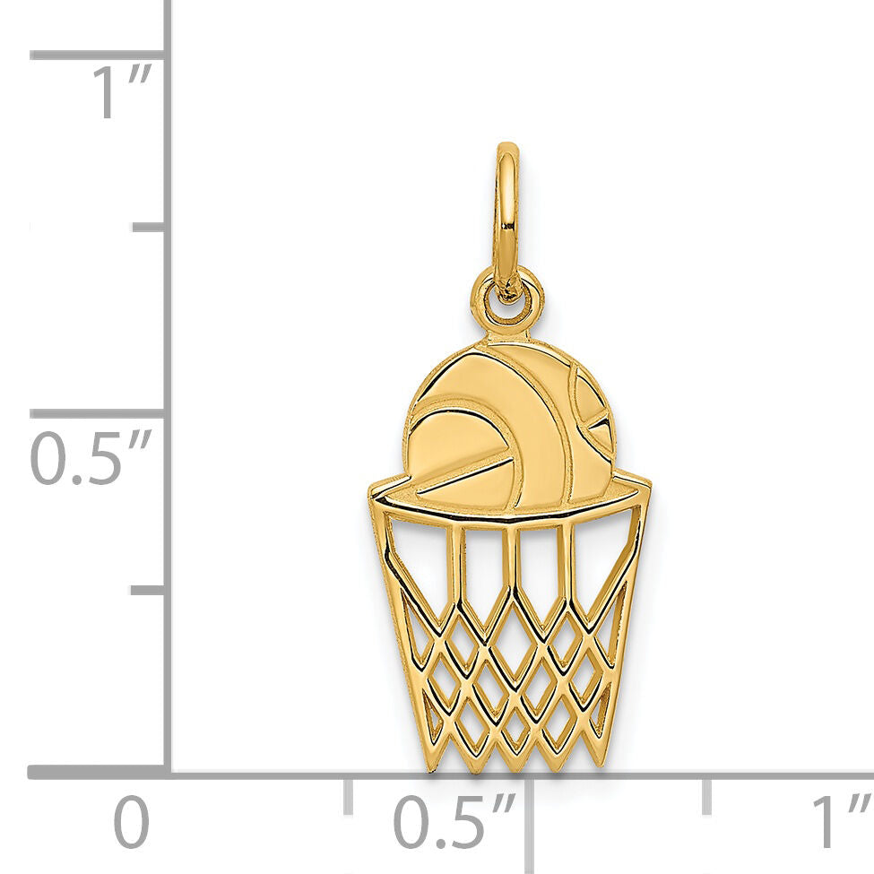 14k Basketball in Net Charm-C580