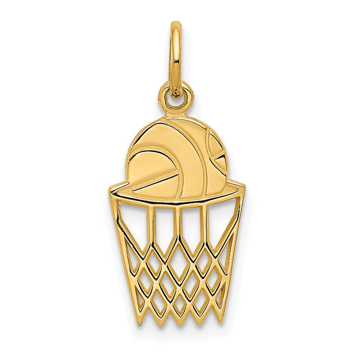 14k Basketball in Net Charm-C580