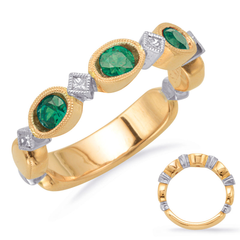 Yellow & White Gold  Emd & Dia Ring