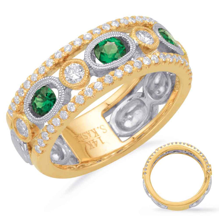 Yellow & White Gold Emerald Diamond Ring