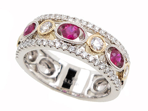 Yellow & White Ruby & Diamond Ring