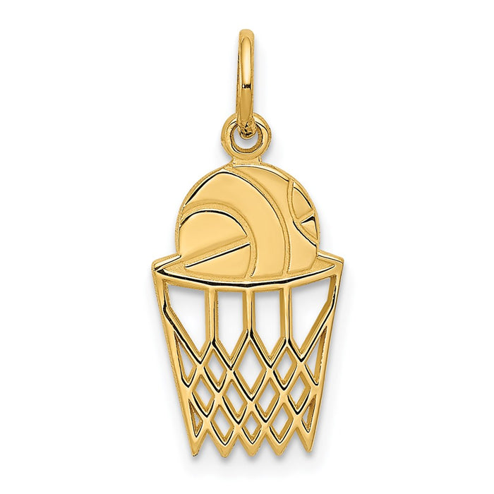 14k Basketball in Net Charm-C580