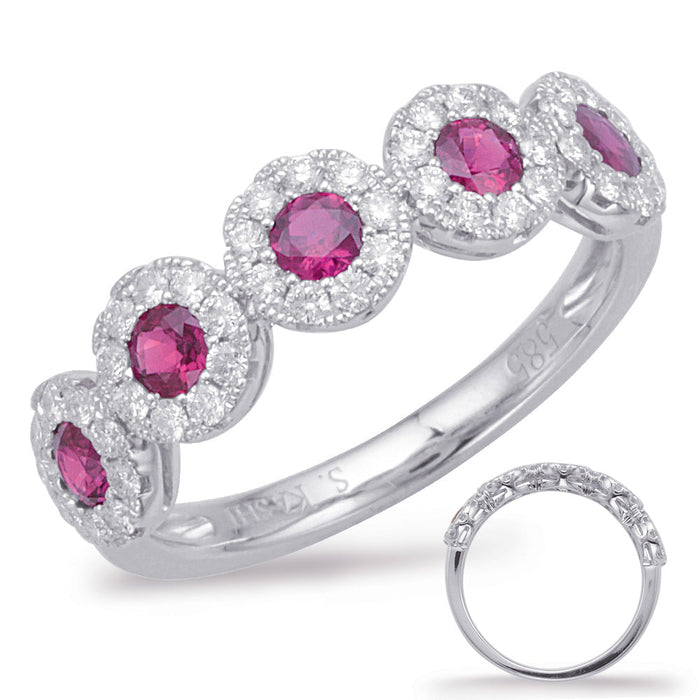 White Gold Ruby & Diamond Ring