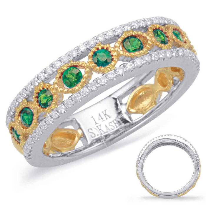 Yellow & White Gold Emerald & Diamond Ri