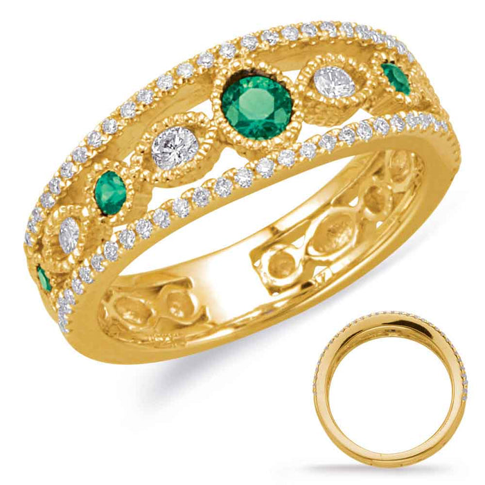 Yellow Gold Emerald & Diamond Ring