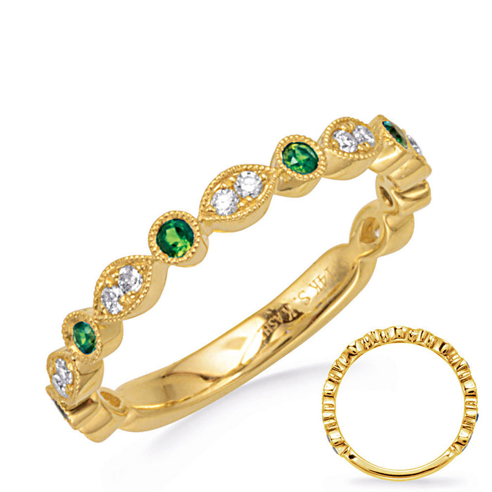 Yelllow Gold Emerald & Diamond Ring