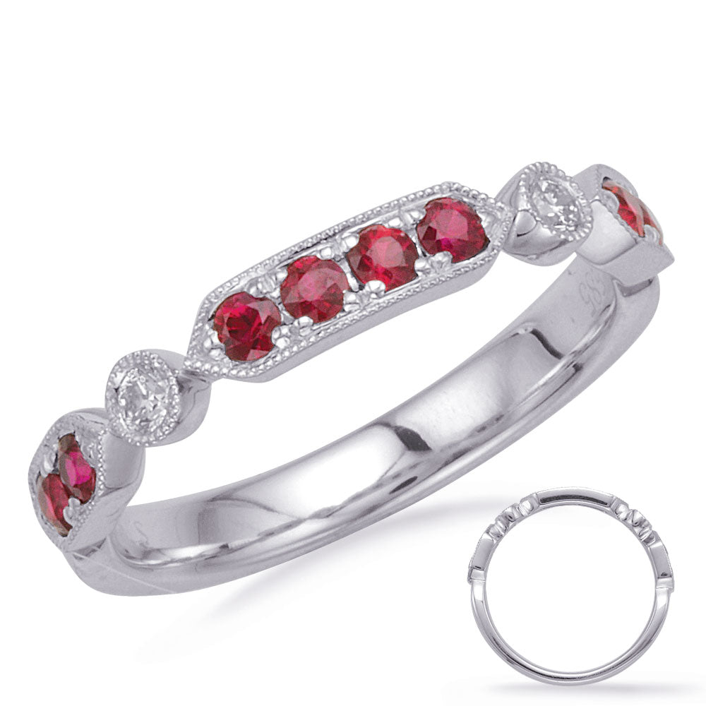 White Gold Ruby & Diamond Ring