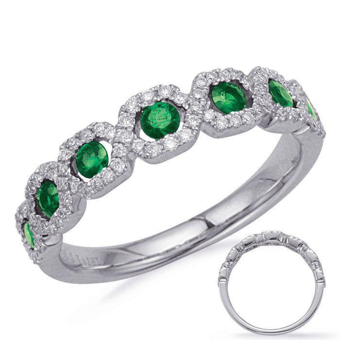White Gold Emerald & Diamond Ring