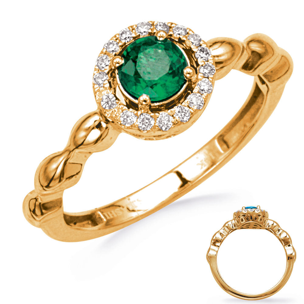Yellow Gold Emerald & Diamond Ring