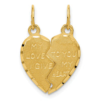 14k Break Apart MY LOVE TO YOU I GIVE MY HEART Charm-C59