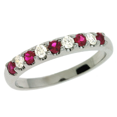 Ruby & Dia White Gold Band