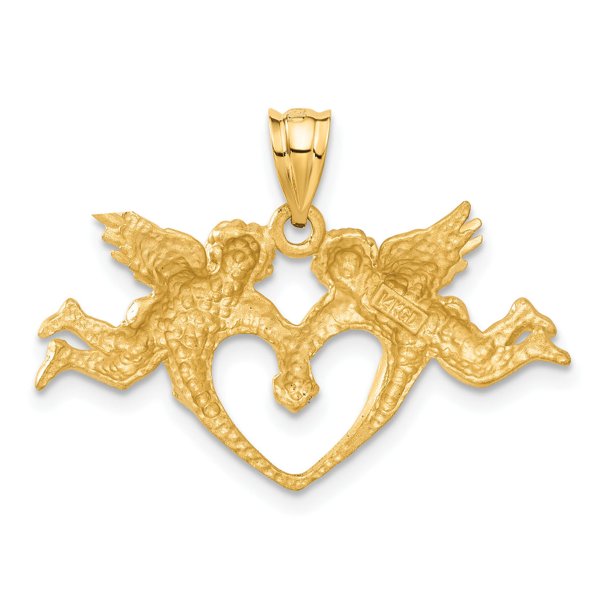 14k Satin Angels Heart Pendant-C72