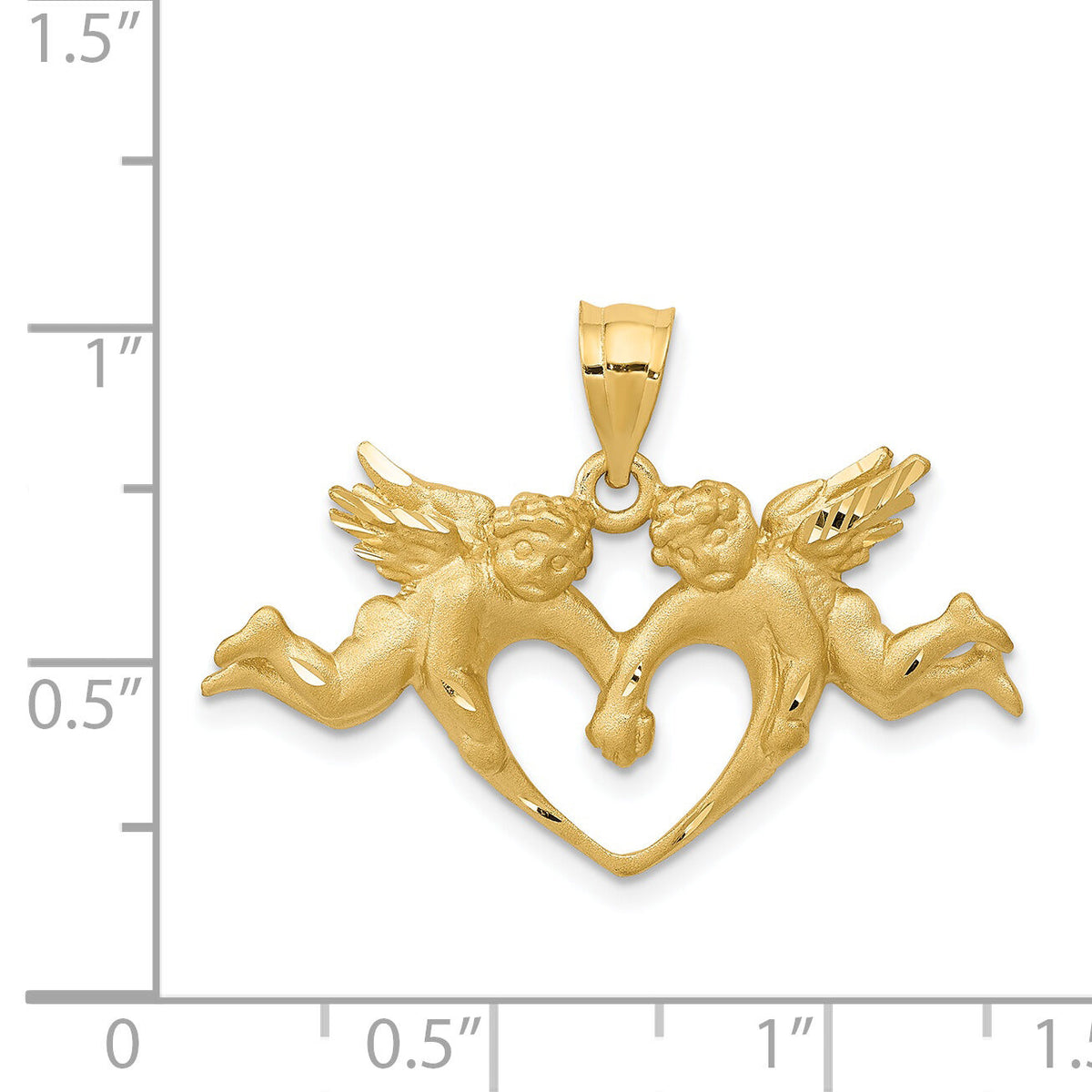 14k Satin Angels Heart Pendant-C72