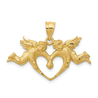 14k Satin Angels Heart Pendant-C72