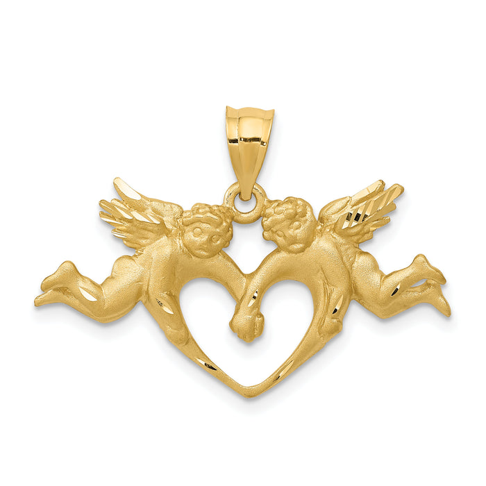 14k Satin Angels Heart Pendant-C72