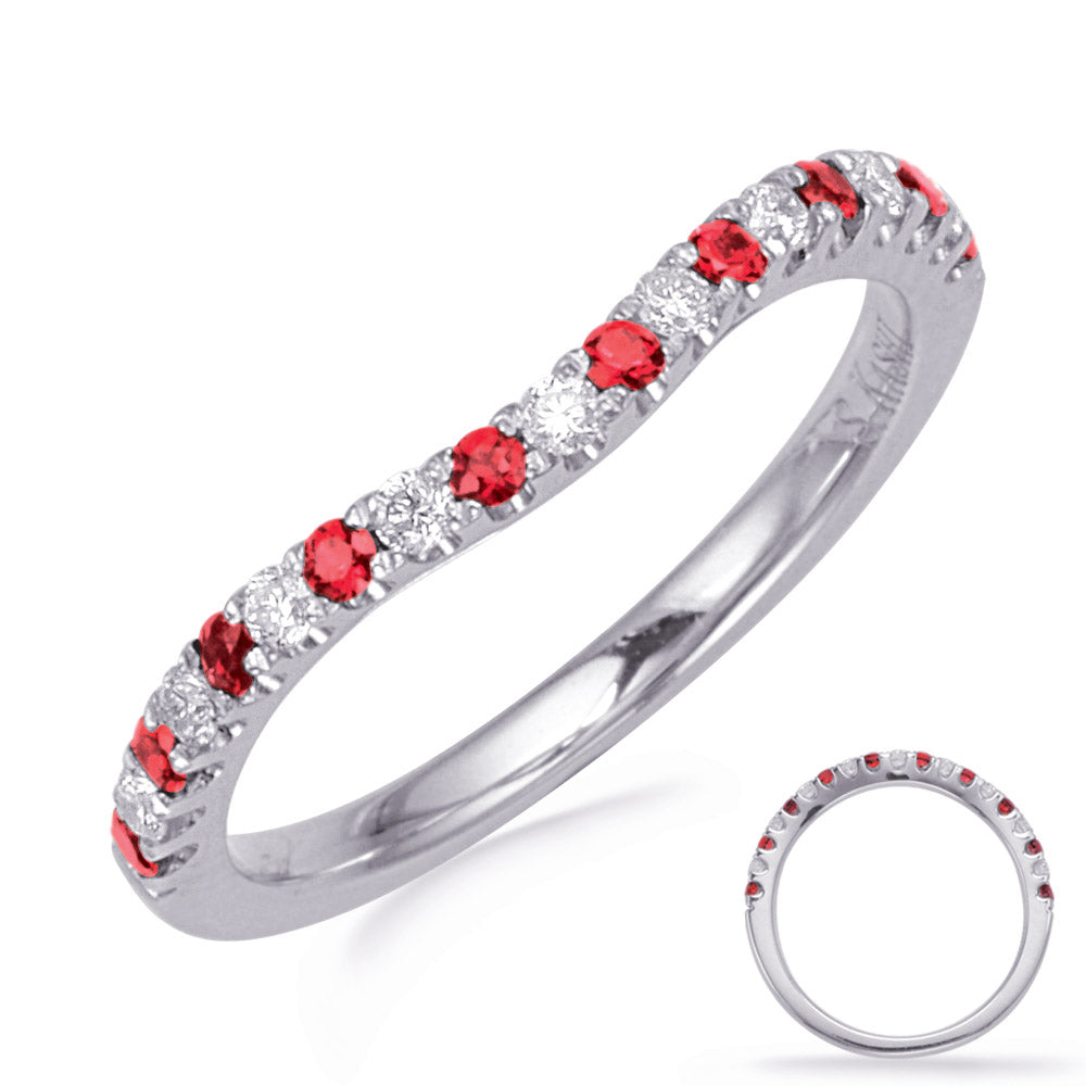 White Gold Ruby & Diamond Band