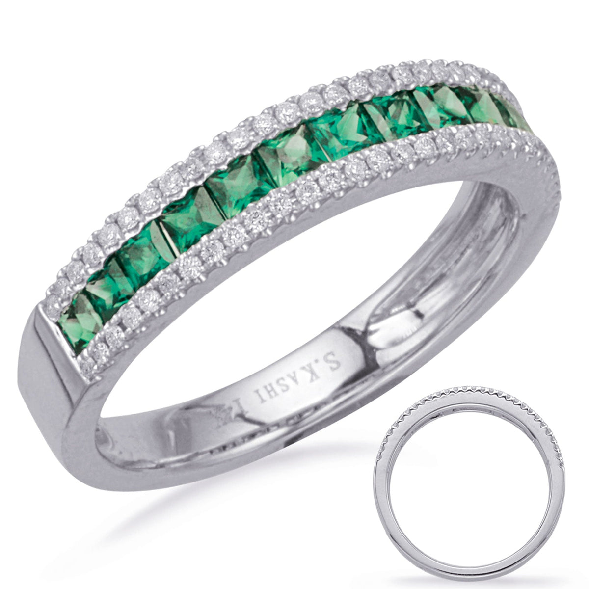 White Gold Emerald & Diamond Ring