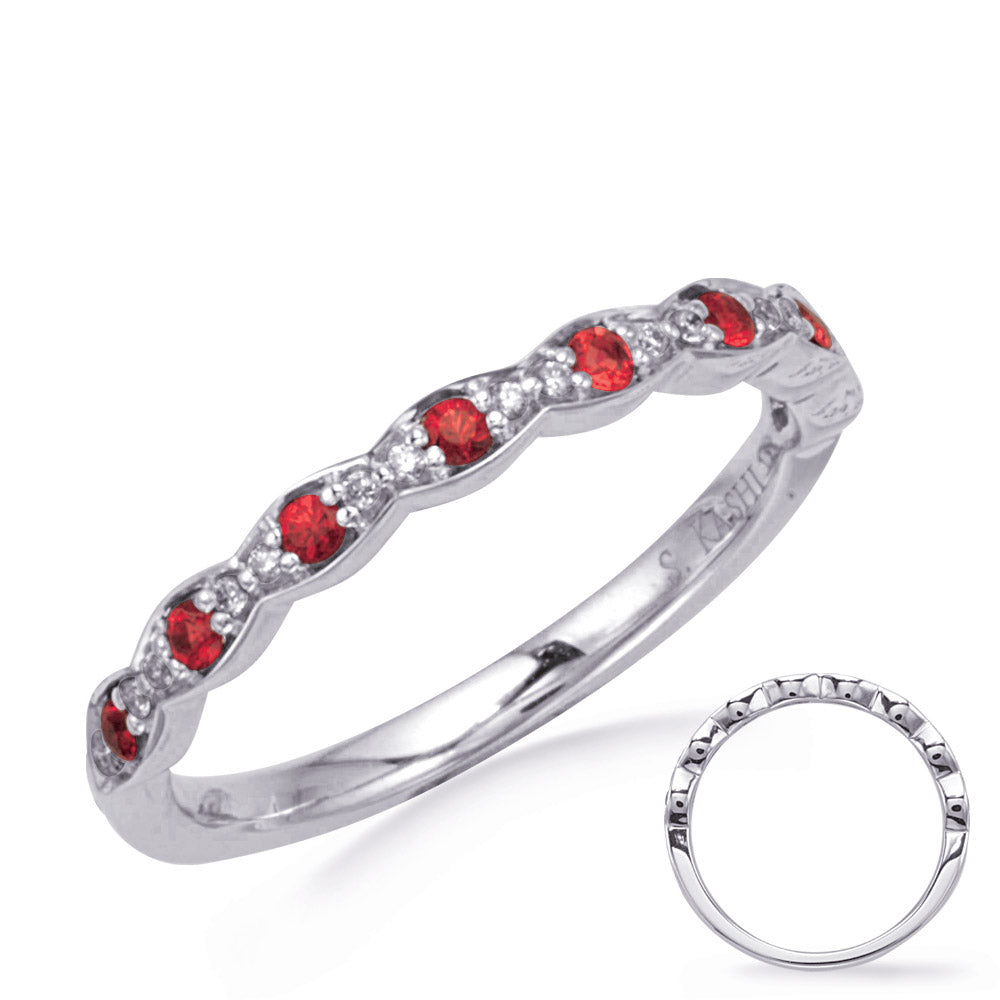 White Gold Diamond & Ruby Band