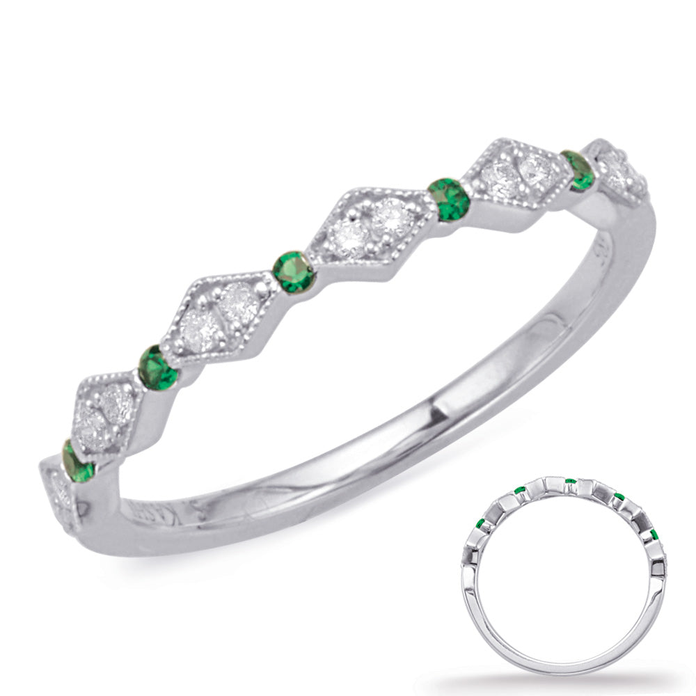 White Gold Emerald & Diamond Ring