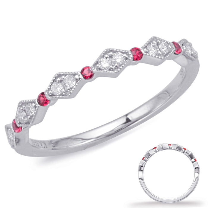 White Gold Ruby & Diamond Ring