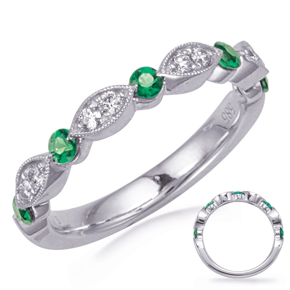 White Gold Emerald & Diamond Ring