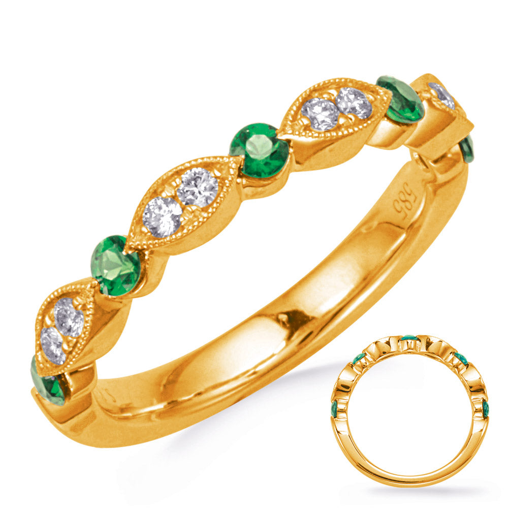Yellow Gold Emerald & Diamond Ring