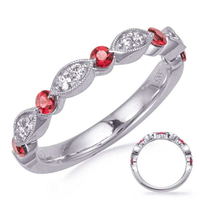 White Gold Ruby & Diamond Ring