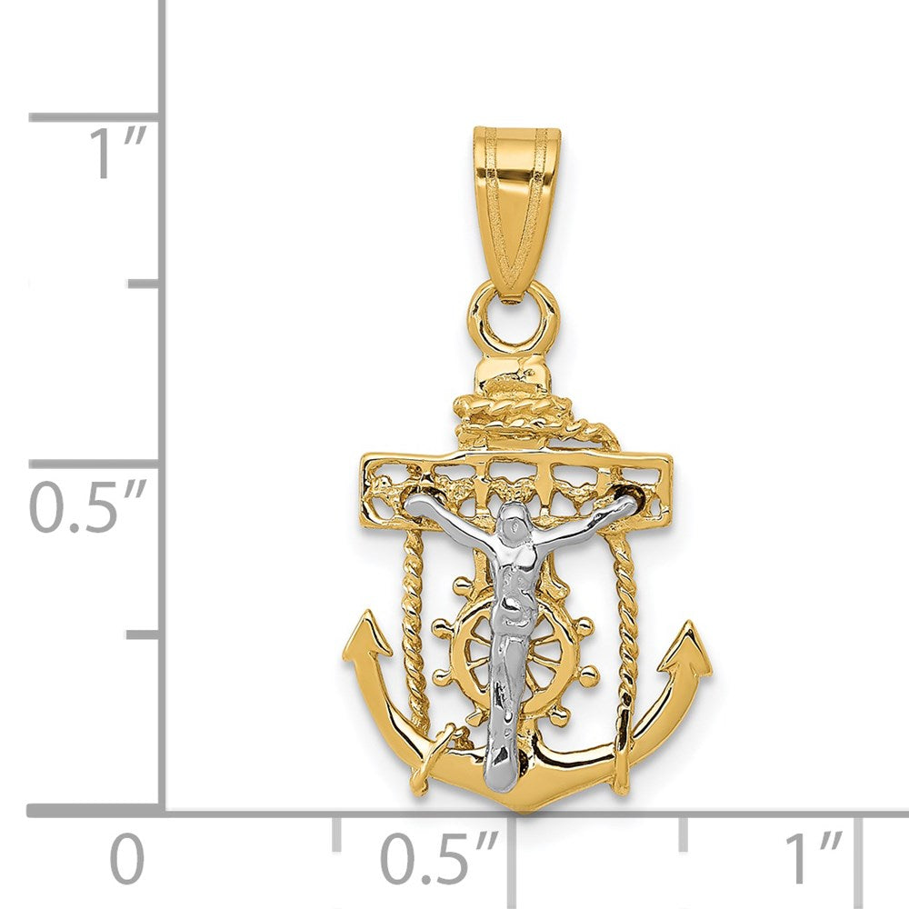 14k Two-tone Mariners Cross Pendant-C810