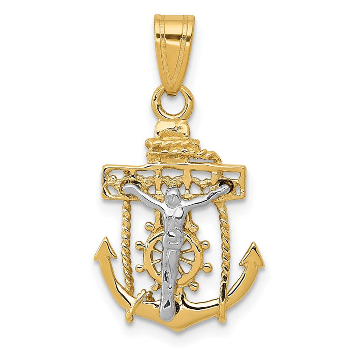 14k Two-tone Mariners Cross Pendant-C810