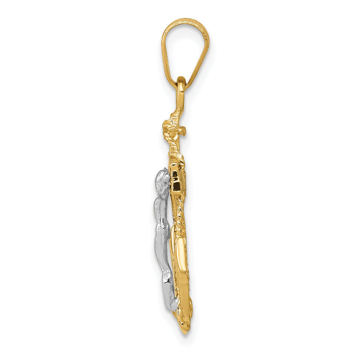 14k Two-tone Mariners Cross Pendant-C811