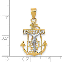 14k Two-tone Mariners Cross Pendant-C811