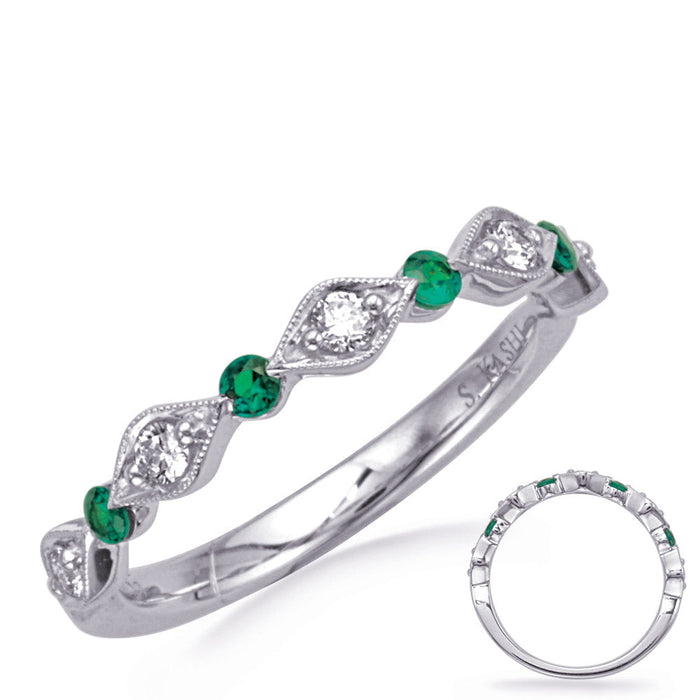 White Gold Emerald  & Diamond Ring