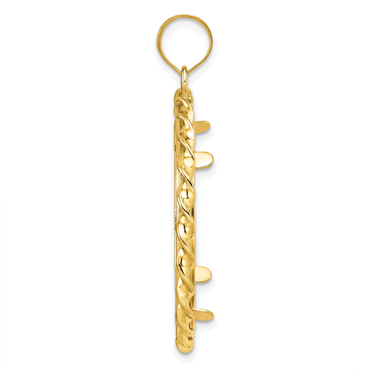 14k Twisted Wire & Diamond-cut 27.0mm Prong Coin Bezel Pendant-C8180D/27.0