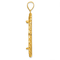 14k Twisted Wire & Diamond-cut 32.7mm Prong Coin Bezel Pendant-C8180D/32.7
