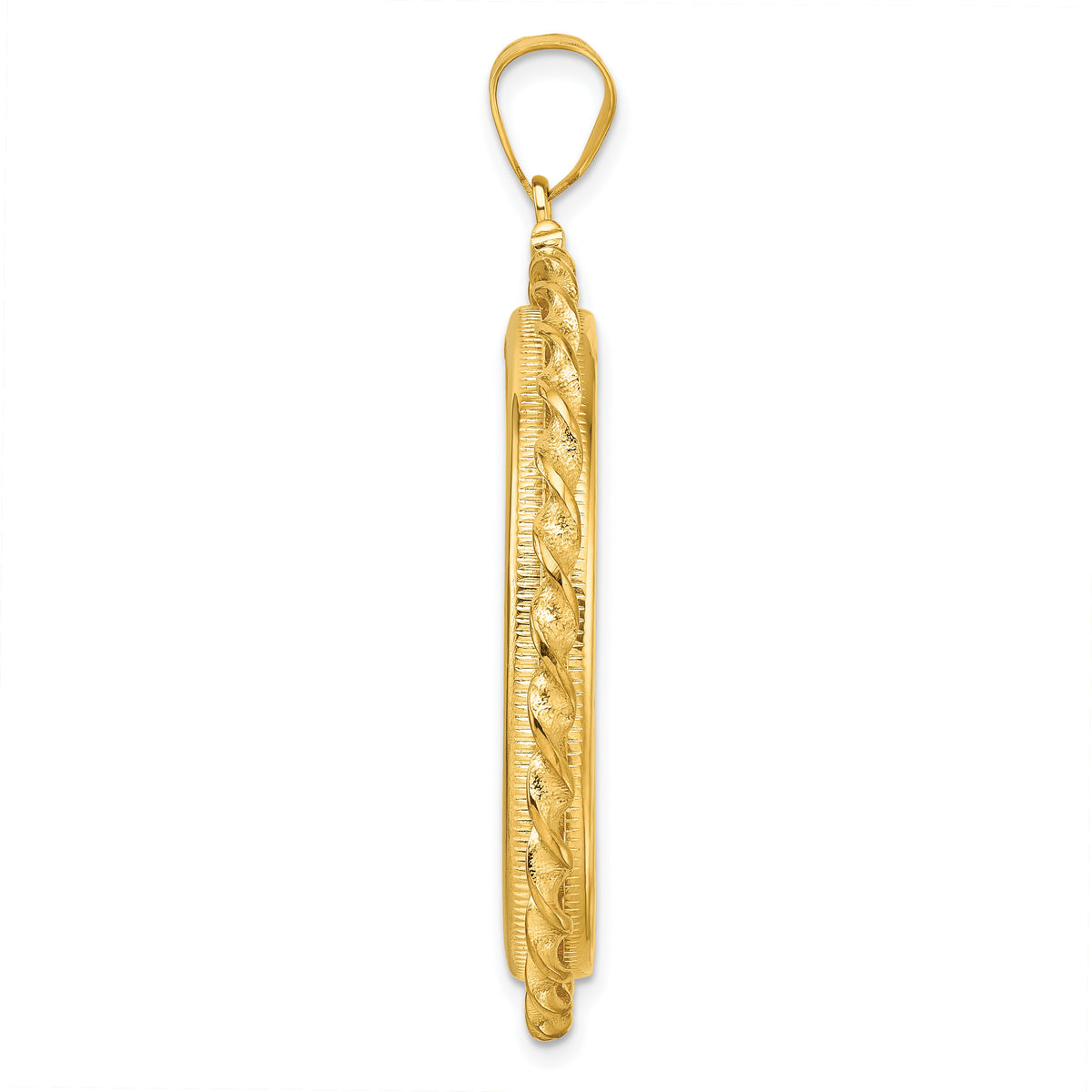 14k Wide Twisted Wire 32.7mm x 3.00mm Screw Top Coin Bezel Pendant-C8182/32.7